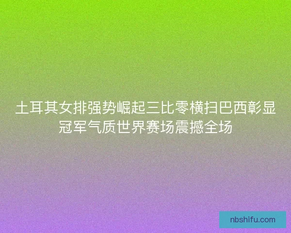 土耳其女排强势崛起三比零横扫巴西彰显冠军气质世界赛场震撼全场